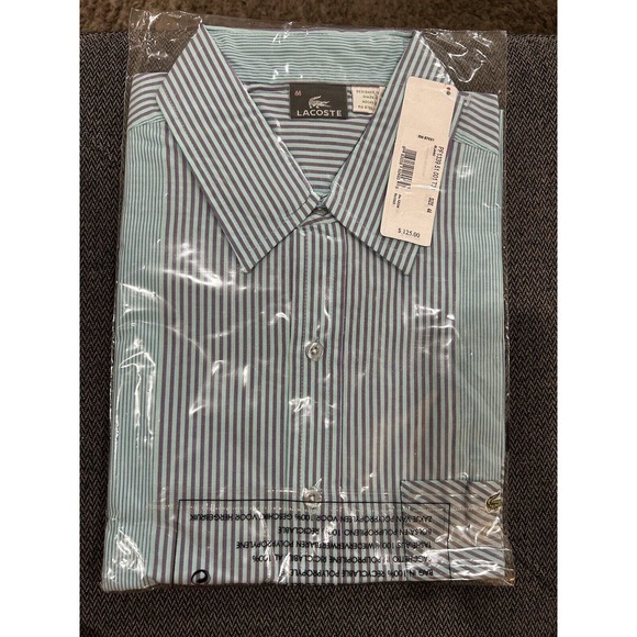 Lacoste Short Sleeve Button Down Men’s Dress Shirt With Pocket Size 44 NWT! - Picture 1 of 3
